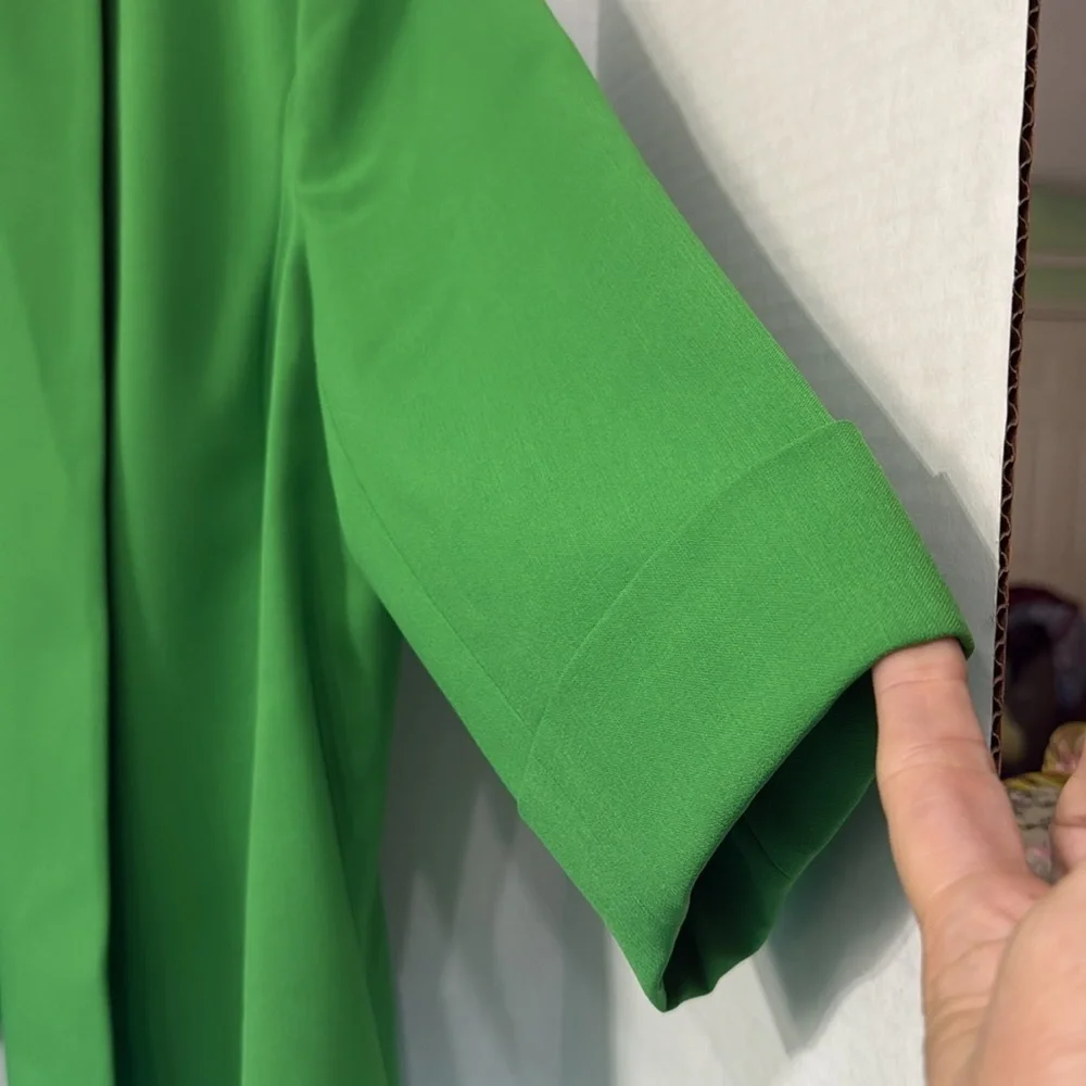 Evan-Picone Black Label Lime Green Open Front 3/4 Sleeve Blazer Workwear Size 18 - Picture 2 of 10